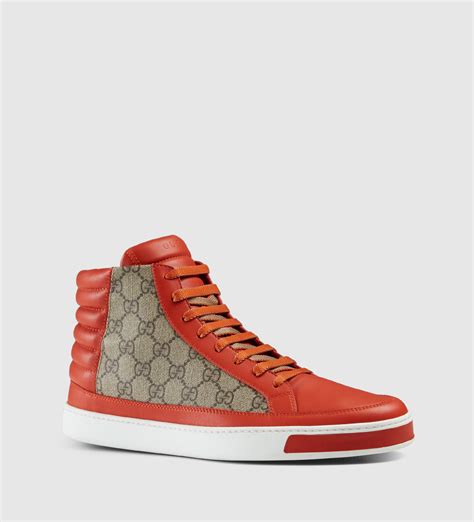 gucci neon orange leather high top sneaker|gg supreme low top sneakers.